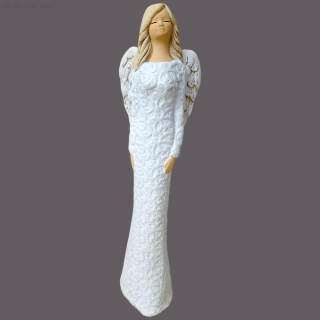 Andělka Alexandra bílá perleť, výška 39 cm - sádra